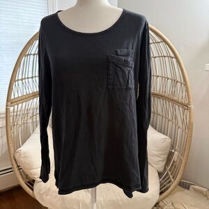 Postmark by Anthropologie Black Long Sleeve Pocket Tee – Size Large